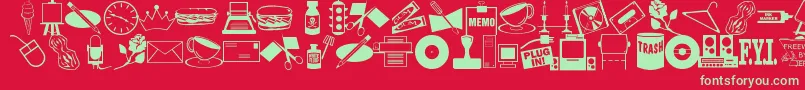 ArtsypartsDingbatsJl Font – Green Fonts on Red Background