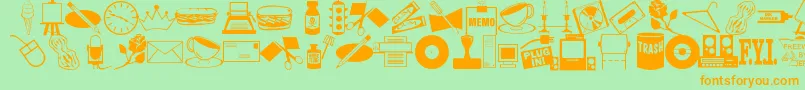 ArtsypartsDingbatsJl Font – Orange Fonts on Green Background
