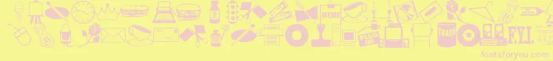 ArtsypartsDingbatsJl-fontti – vaaleanpunaiset fontit keltaisella taustalla
