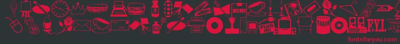 ArtsypartsDingbatsJl Font – Red Fonts on Black Background