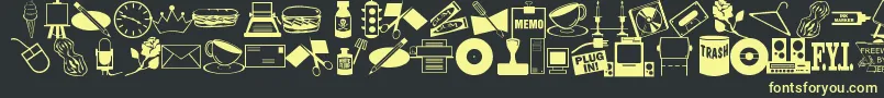 Czcionka ArtsypartsDingbatsJl – żółte czcionki na czarnym tle