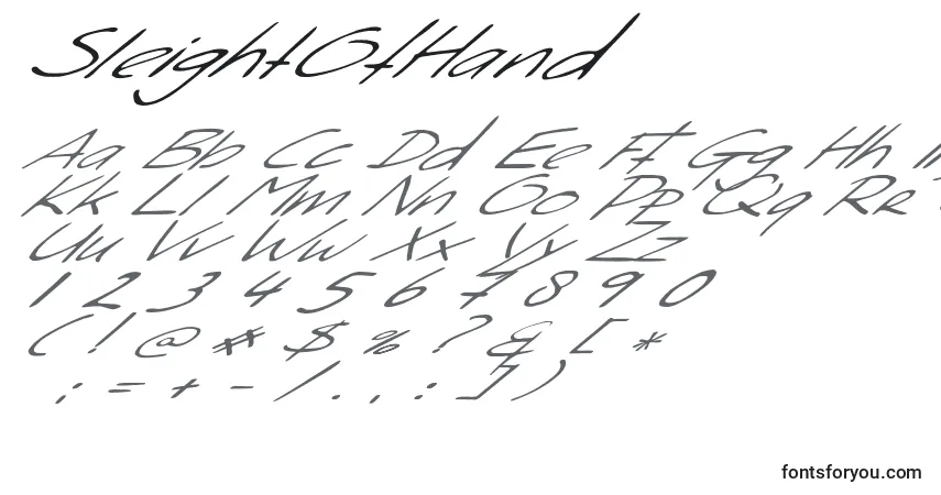 Schriftart SleightOfHand – Alphabet, Zahlen, spezielle Symbole
