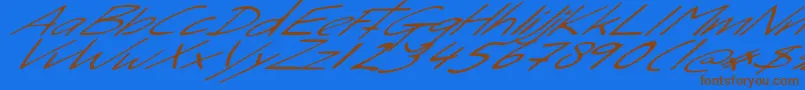 SleightOfHand-Schriftart – Braune Schriften auf blauem Hintergrund