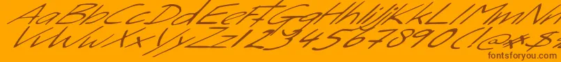 SleightOfHand-Schriftart – Braune Schriften auf orangefarbenem Hintergrund