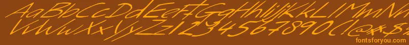 SleightOfHand Font – Orange Fonts on Brown Background