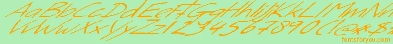 SleightOfHand Font – Orange Fonts on Green Background