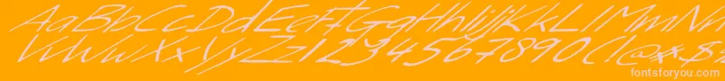 SleightOfHand-Schriftart – Rosa Schriften auf orangefarbenem Hintergrund