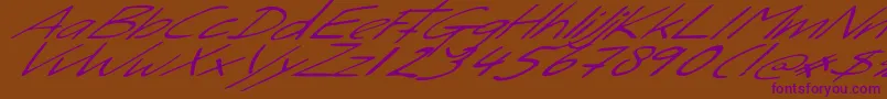 SleightOfHand-Schriftart – Violette Schriften auf braunem Hintergrund