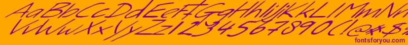 SleightOfHand-Schriftart – Violette Schriften auf orangefarbenem Hintergrund