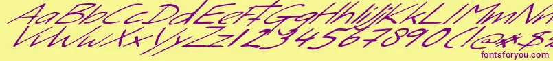 SleightOfHand-Schriftart – Violette Schriften auf gelbem Hintergrund