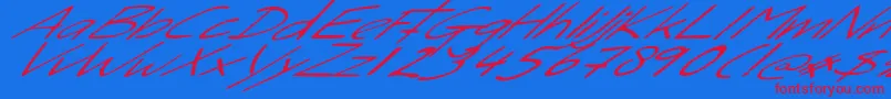 SleightOfHand-Schriftart – Rote Schriften auf blauem Hintergrund