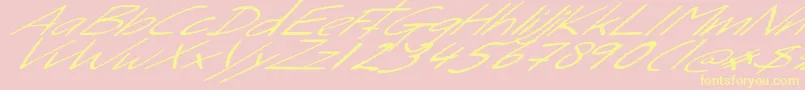 SleightOfHand-Schriftart – Gelbe Schriften auf rosa Hintergrund