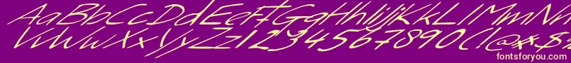 SleightOfHand-Schriftart – Gelbe Schriften auf violettem Hintergrund