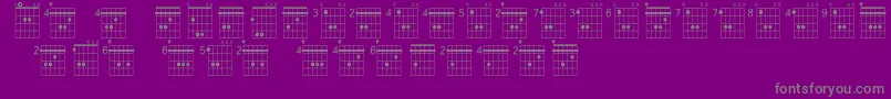 FarhatAcordesBY-Schriftart – Graue Schriften auf violettem Hintergrund