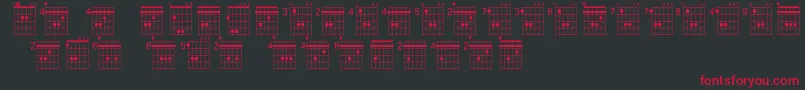 フォントFarhatAcordesBY – 黒い背景に赤い文字