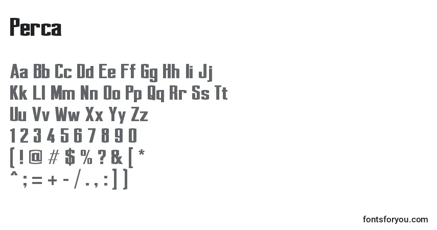 Schriftart Perca – Alphabet, Zahlen, spezielle Symbole