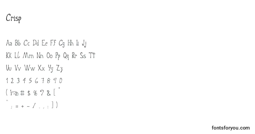 Czcionka Crisp – alfabet, cyfry, specjalne znaki