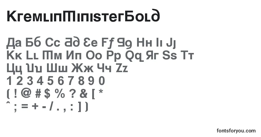 Czcionka KremlinMinisterBold – alfabet, cyfry, specjalne znaki