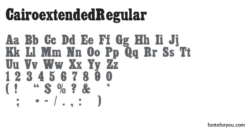 CairoextendedRegular-fontti – aakkoset, numerot, erikoismerkit