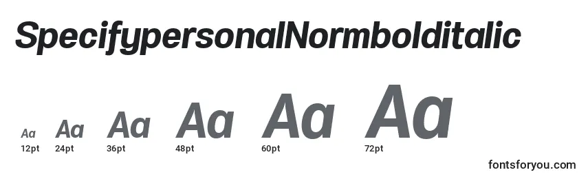 SpecifypersonalNormbolditalic Font Sizes