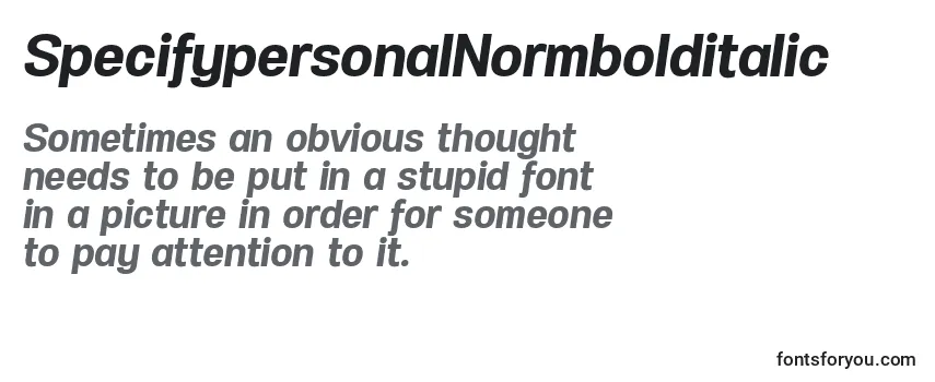 SpecifypersonalNormbolditalic Font