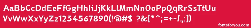 Fonte JollyMedium – fontes brancas em um fundo vermelho