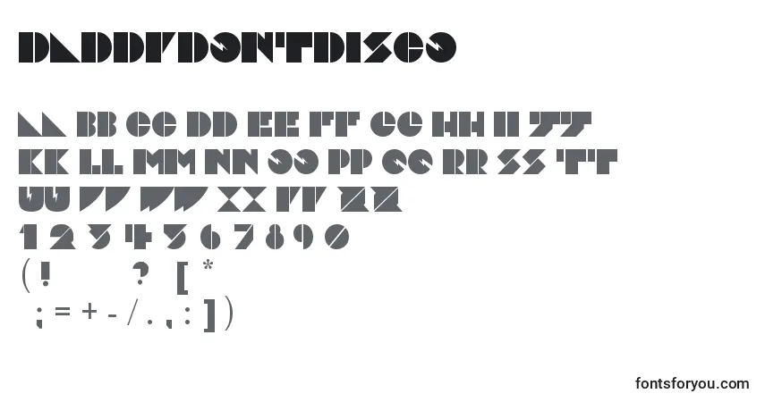 Schriftart Daddydontdisco – Alphabet, Zahlen, spezielle Symbole