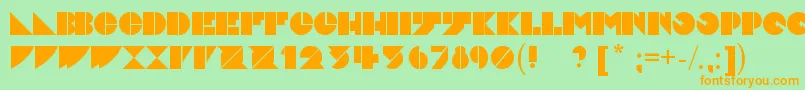 フォントDaddydontdisco – オレンジの文字が緑の背景にあります。