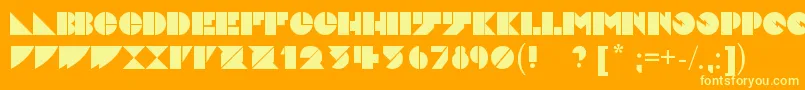 Daddydontdisco-Schriftart – Gelbe Schriften auf orangefarbenem Hintergrund