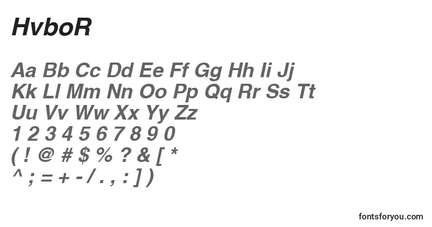 Czcionka HvboR – alfabet, cyfry, specjalne znaki