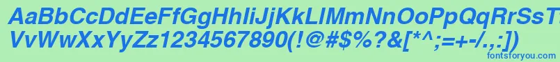 フォントHvboR – 青い文字は緑の背景です。