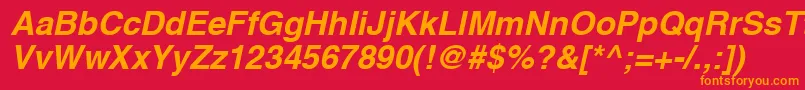 フォントHvboR – 赤い背景にオレンジの文字