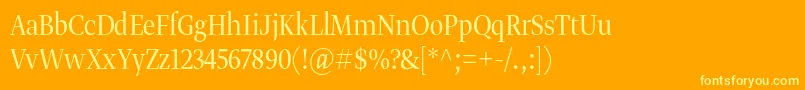 Czcionka Gretadisnarprolig – żółte czcionki na pomarańczowym tle