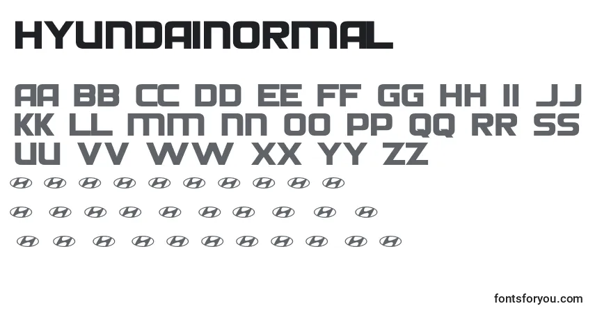 Czcionka HyundaiNormal – alfabet, cyfry, specjalne znaki
