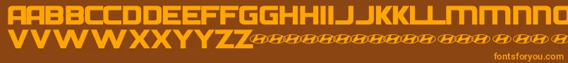 フォントHyundaiNormal – オレンジ色の文字が茶色の背景にあります。