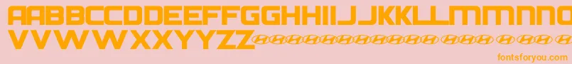 HyundaiNormal-Schriftart – Orangefarbene Schriften auf rosa Hintergrund