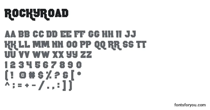 Czcionka RockyRoad – alfabet, cyfry, specjalne znaki