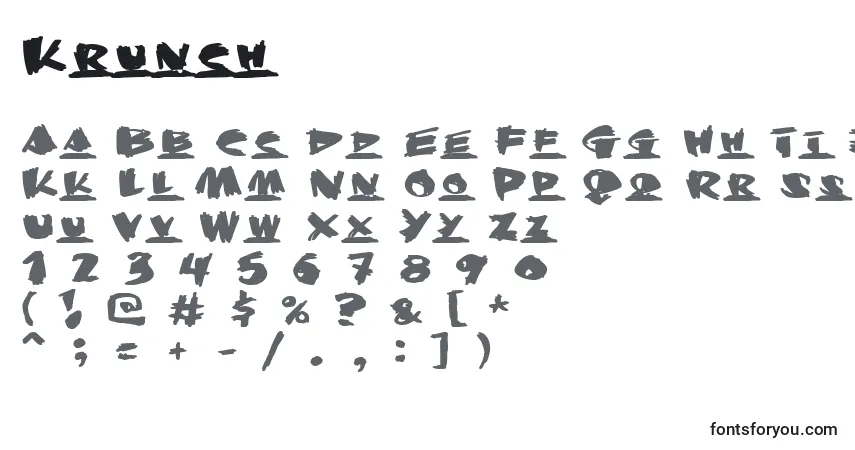 Schriftart Krunch – Alphabet, Zahlen, spezielle Symbole