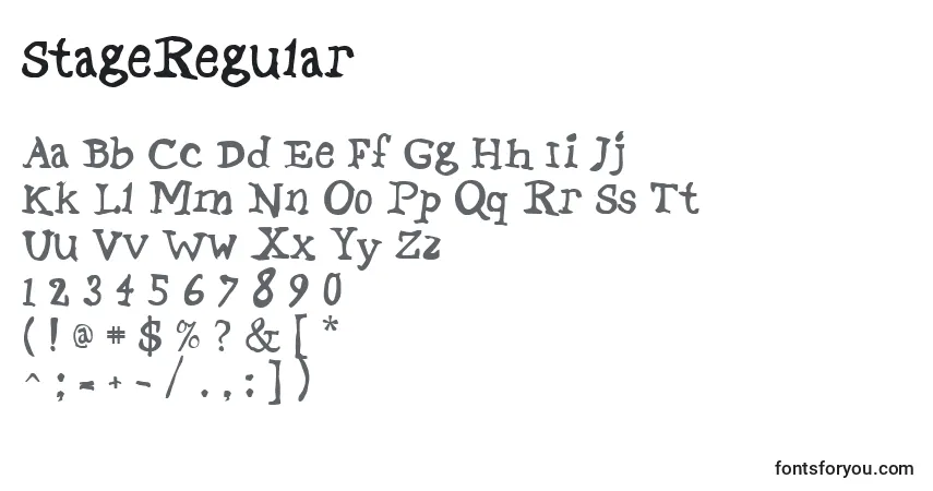 Шрифт StageRegular – алфавит, цифры, специальные символы