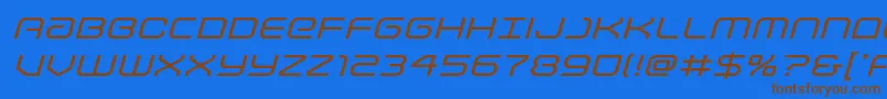 Lightbrigadeexpandital Font – Brown Fonts on Blue Background