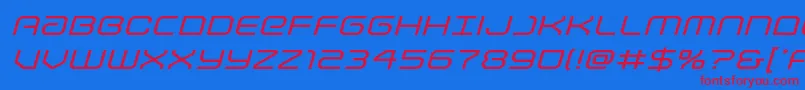 Lightbrigadeexpandital Font – Red Fonts on Blue Background