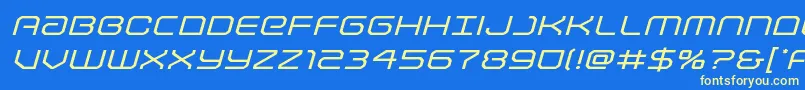 Lightbrigadeexpandital-Schriftart – Gelbe Schriften auf blauem Hintergrund