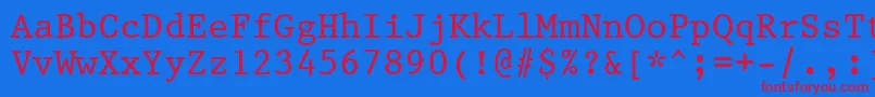 Prestige12PitchBt Font – Red Fonts on Blue Background