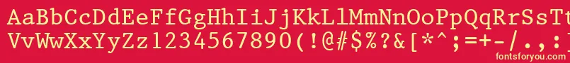 Prestige12PitchBt-Schriftart – Gelbe Schriften auf rotem Hintergrund