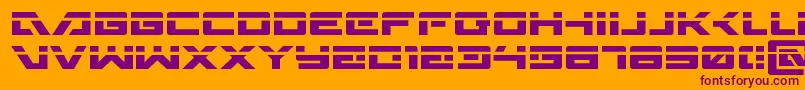 Wildcard31laser-Schriftart – Violette Schriften auf orangefarbenem Hintergrund