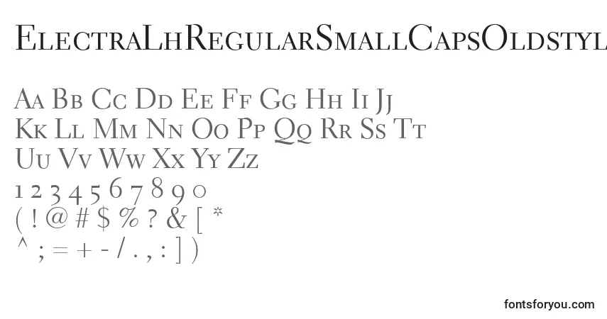 A fonte ElectraLhRegularSmallCapsOldstyleFigures – alfabeto, números, caracteres especiais