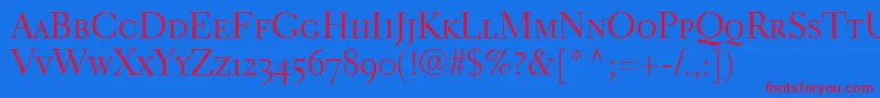 Police ElectraLhRegularSmallCapsOldstyleFigures – polices rouges sur fond bleu