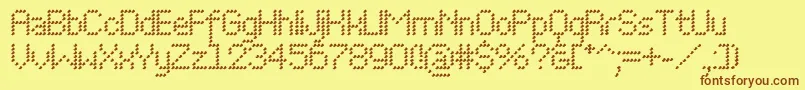 フォントPerfowave – 茶色の文字が黄色の背景にあります。