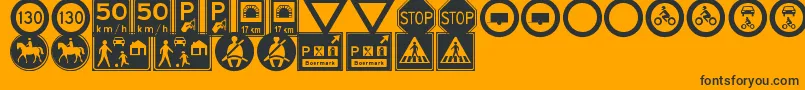 fuente TrafficSignsTfb – Fuentes Negras Sobre Fondo Naranja