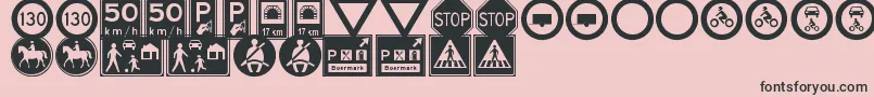 Fonte TrafficSignsTfb – fontes pretas em um fundo rosa